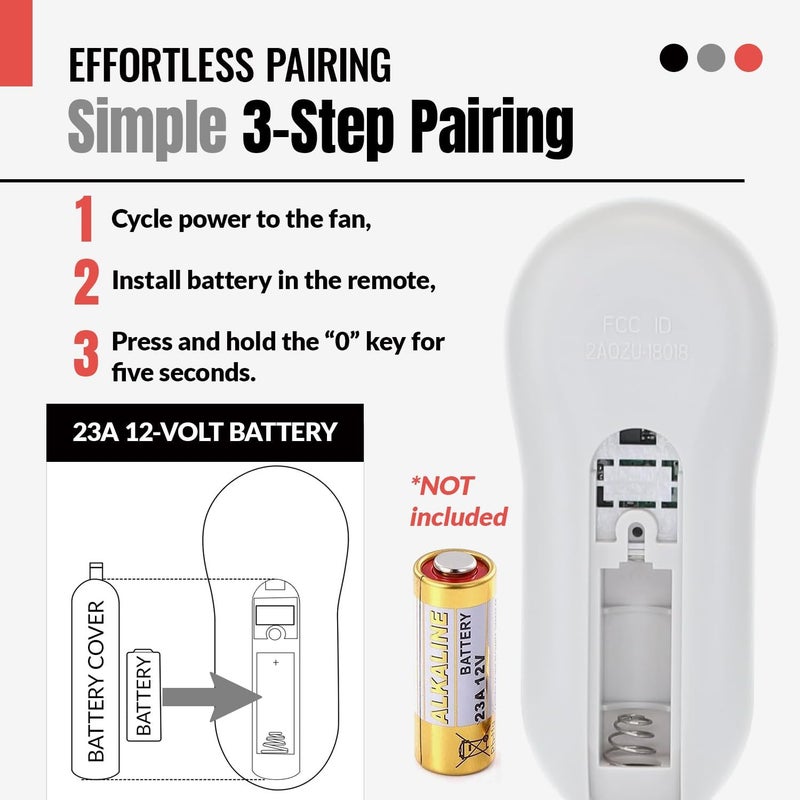 Anderic RRTR214D Replacement Ceiling Fan Remote – Compatible with Harbor Breeze TR214D, TR214B, TR214A, KUJCE10311, KUJCE10712, KUJCE10610 – 3-Speed Fan & Light Control – Receiver Required - Image 5